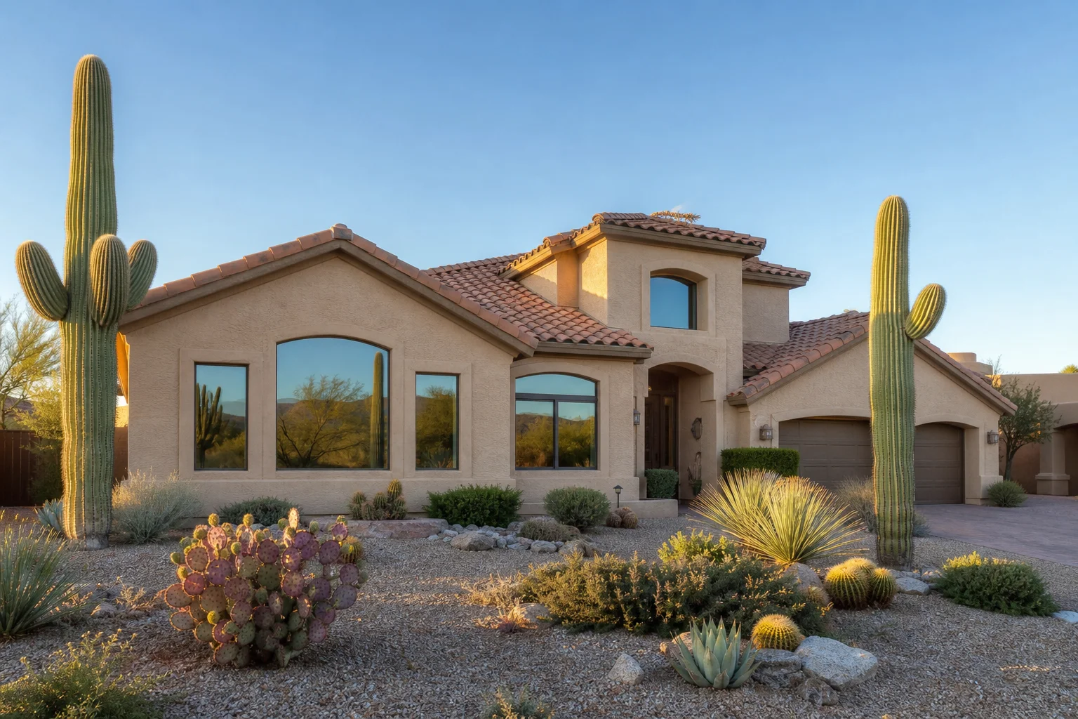 Best windows for Arizona heat installed on a Phoenix-area desert stucco home with tile roof and desert landscaping