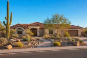 Completed clay tile roof on an Arizona residential home showing curb appeal, illustrating how much a new roof costs in Arizona