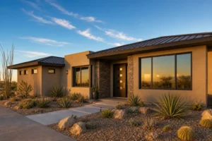 Custom window lead times in Arizona shown through a finished Arizona home exterior with newly installed windows