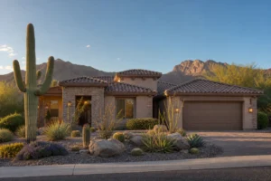 Finished clay tile roof on a high desert home in the Gold Canyon and Apache Junction roofing service area