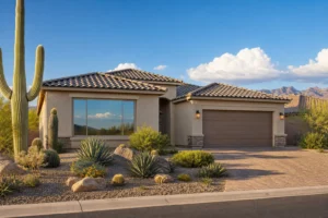 Arizona home exterior with new impact and dual-pane windows and desert landscaping