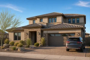 Arizona home with a finished tile roof, an example of what stays livable during an Arizona re-roof