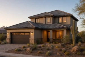 Re-roofing a Mesa tile home: finished Arizona house exterior with new concrete tile roof